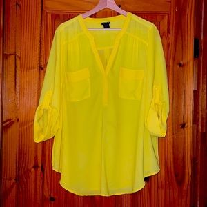 Torrid Chiffon Blouse, Size: 2 (2X), Color: Yellow